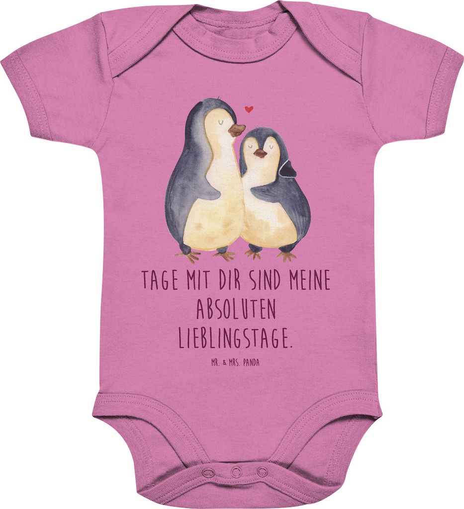 Mr. & Mrs. Panda Strampler Baby Pinguin umarmen 1. - 3. Monat - Bubble Gum Pink - Geschenk, Einteiler, Babybody, Hochzeit, Liebe, overall, Hochzeit...
