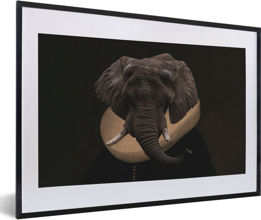 MuchoWow Gerahmtes Poster Alte Meister - Elefant - Kunst 60x40 cm - Poster mit Schwarzem Bilderrahmen Wandposter Rahmen Foto Bilder - Schlafzimme...