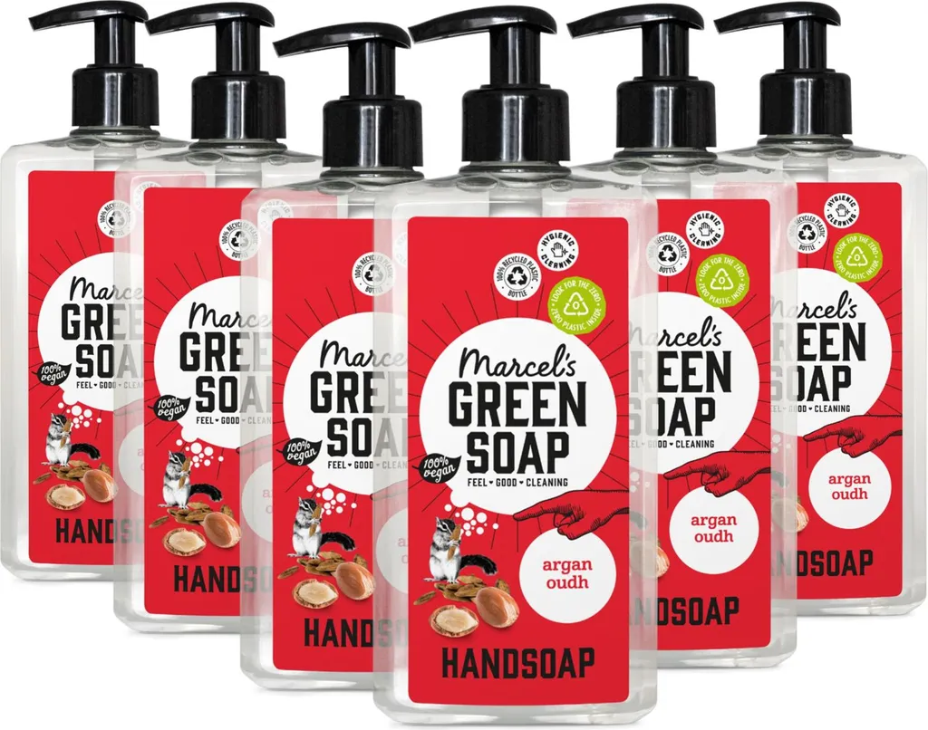 Marcel's Green Soap Savon Mains Argan & Oud 500ml x 6 Pack Éco