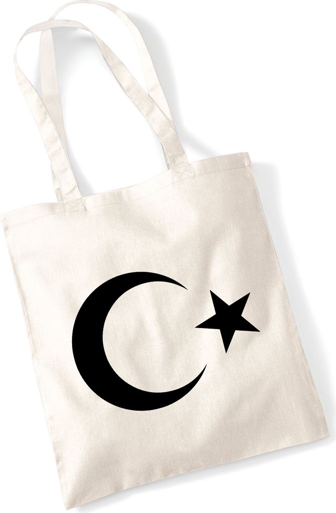 Huuraa Jutebeutel Türkei Halbmond und Stern 10 Liter Natural Baumwolle Tasche Geschenkidee
