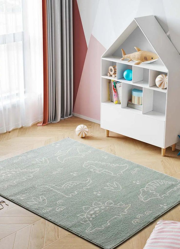 ATTICGO Kinderteppich BEATS Dinosaurier in Grün, 120x170 cm