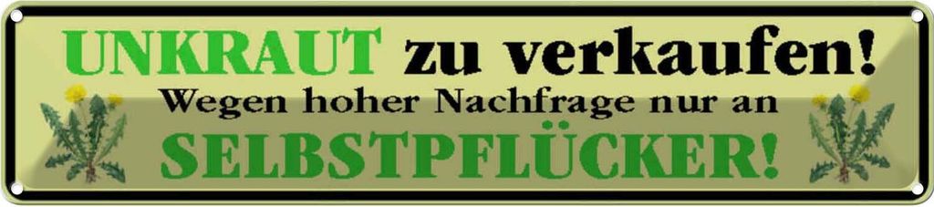 vianmo Blechschild 10x46 cm Unkraut zu verkaufen nur an Warnschild Hinweisschild Sicherheit Vorsicht