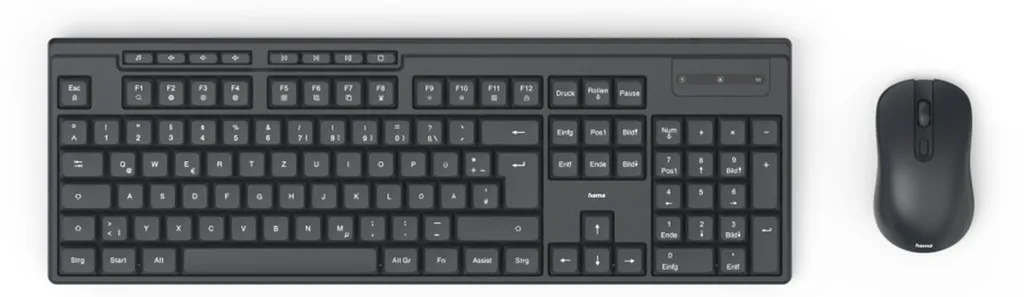 Ensemble clavier souris sans fil Hama WKM-200 QWERTZ noir bureautique