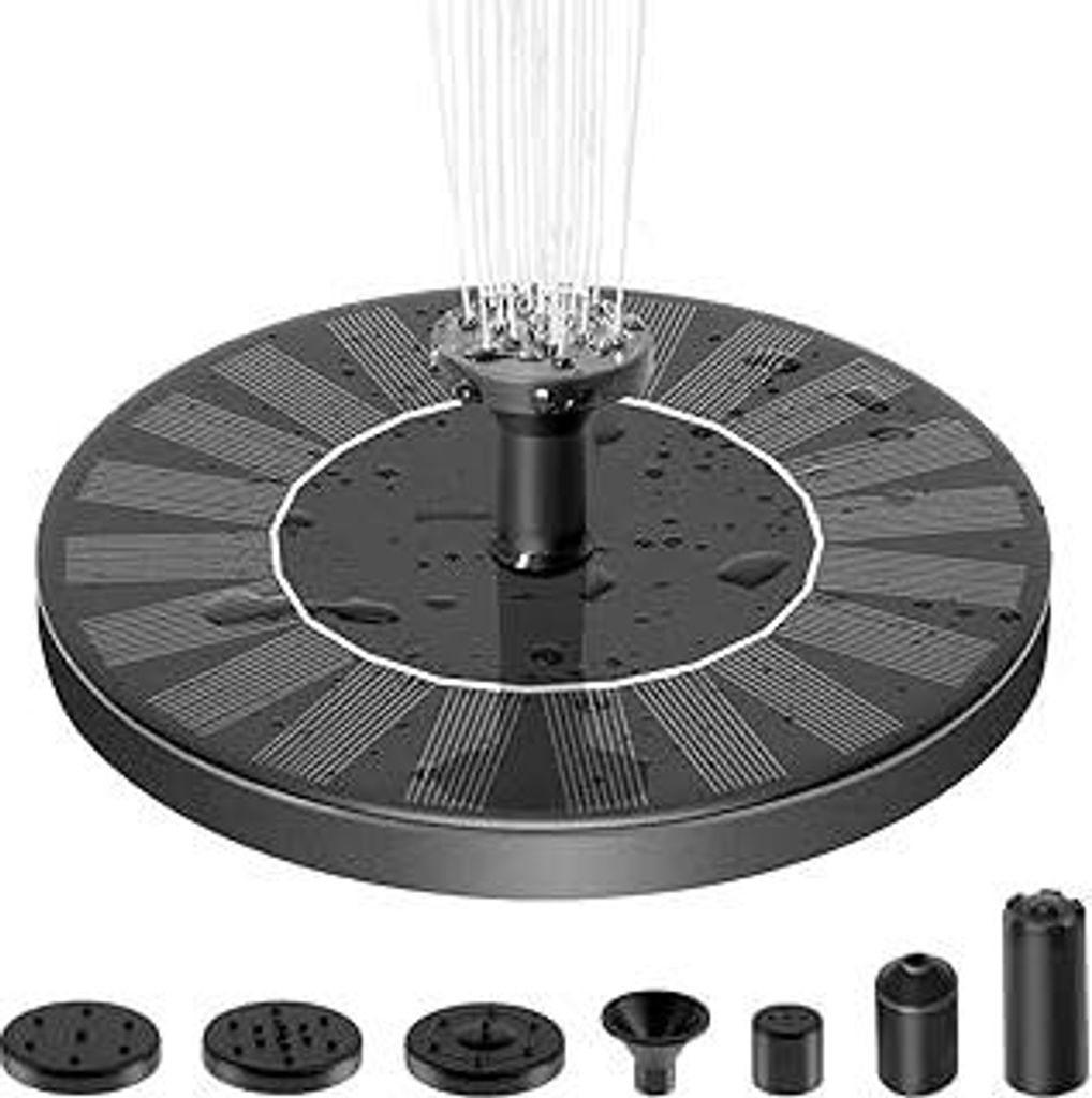Solar Springbrunnen Solar Teichpumpe mit 1W Solar Panel Solarbrunnen Solar Schwimmender Fontäne Pumpe mit 6 Fontänenstile für Garten Vogel-Bad T...