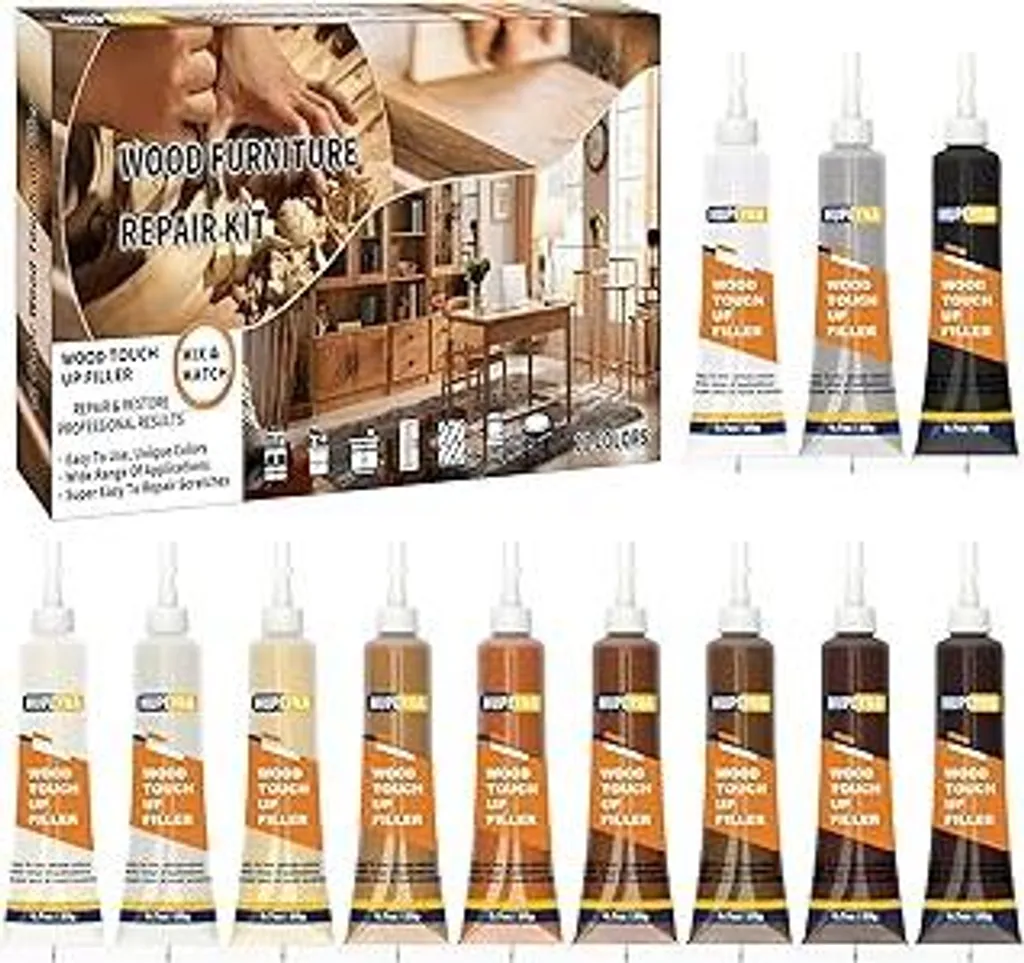 Riparazione Professionale Superfici Legno - Kit 12 Tonalità per Arredo