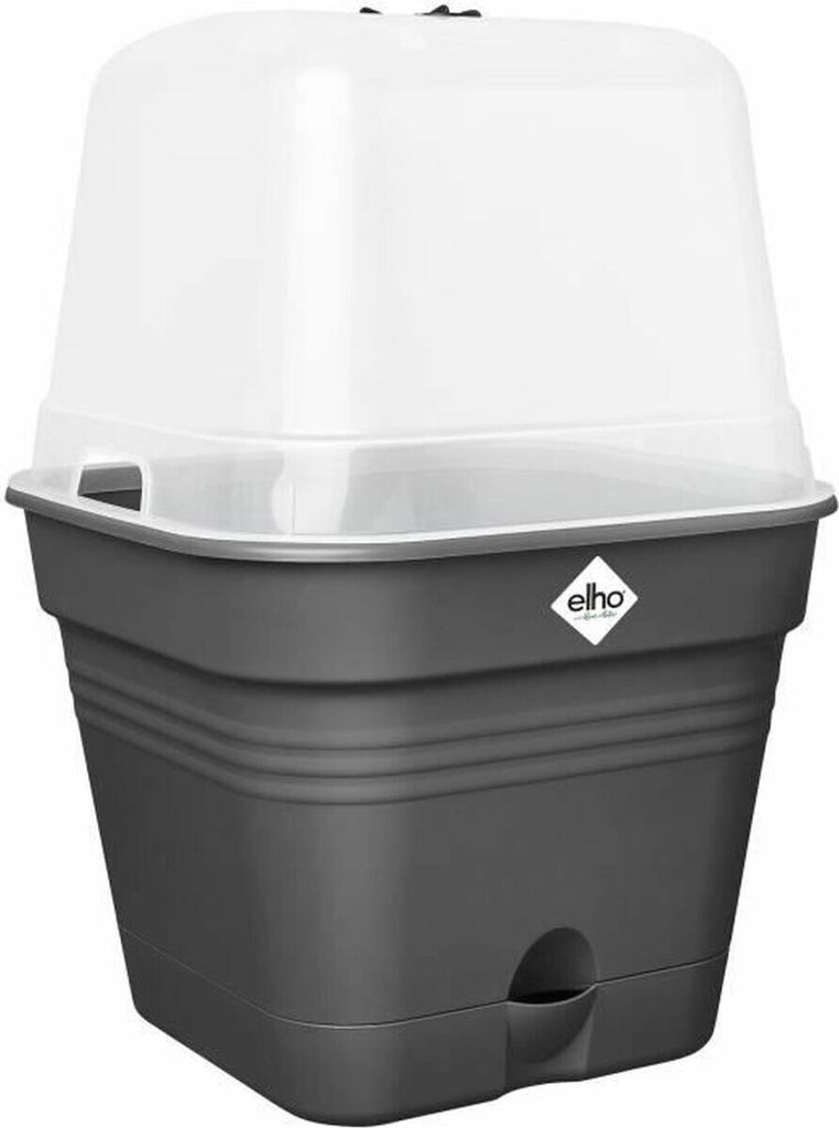 Elho - Green Basics - Quadratische Anzucht-Topf All-In-1 - 30 cm - Living Black