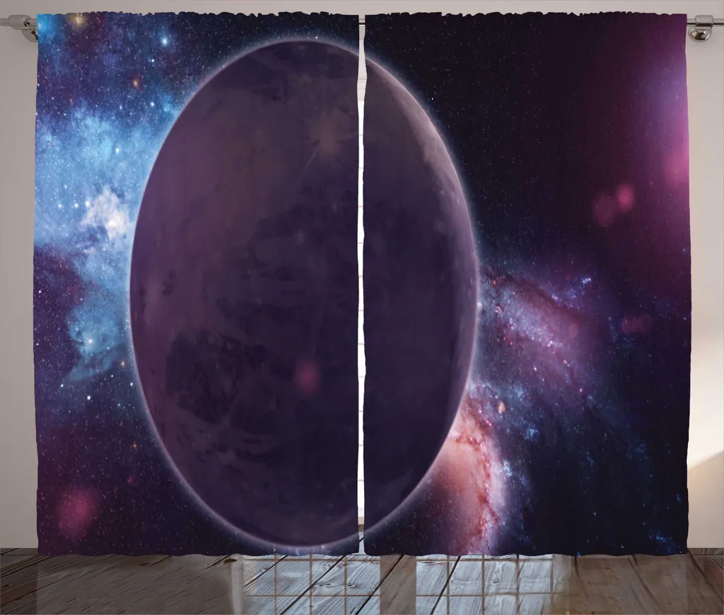 ABAKUHAUS Rideau Espace Dark Side Planet Pluto 280 x 225 cm Multicolore