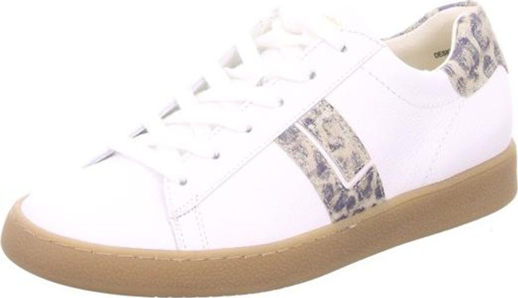 Paul Green Damen Sneaker Weiß mit modischen Schlangenprint-Akzenten und flacher Gummisohle