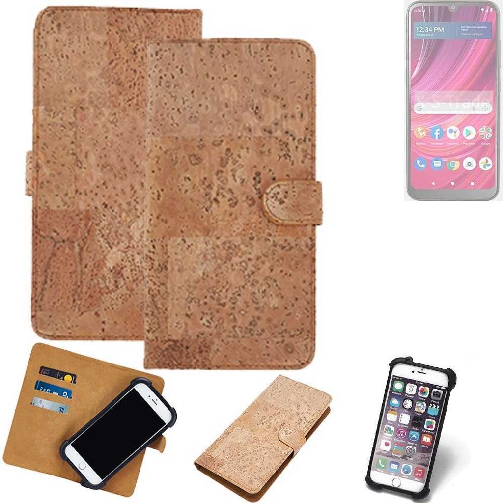 K-S-Trade Hülle kompatibel mit BLU View 4 Kork Handyhülle Cover Schutzhülle TPU Case Bumper in Hellbraun, (1x)