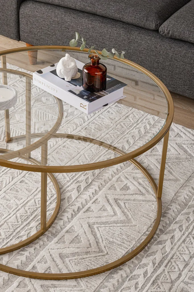 Table Basse Ronde Verre et Or pour Salon Moderne - Skye Decor 80 cm - 3
