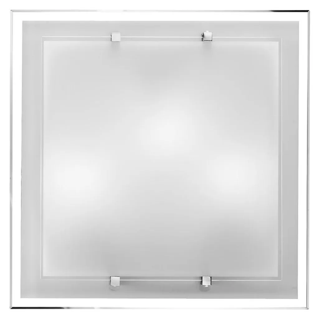 Plafonnier design minimaliste 40x40 cm verre blanc et finition Chic