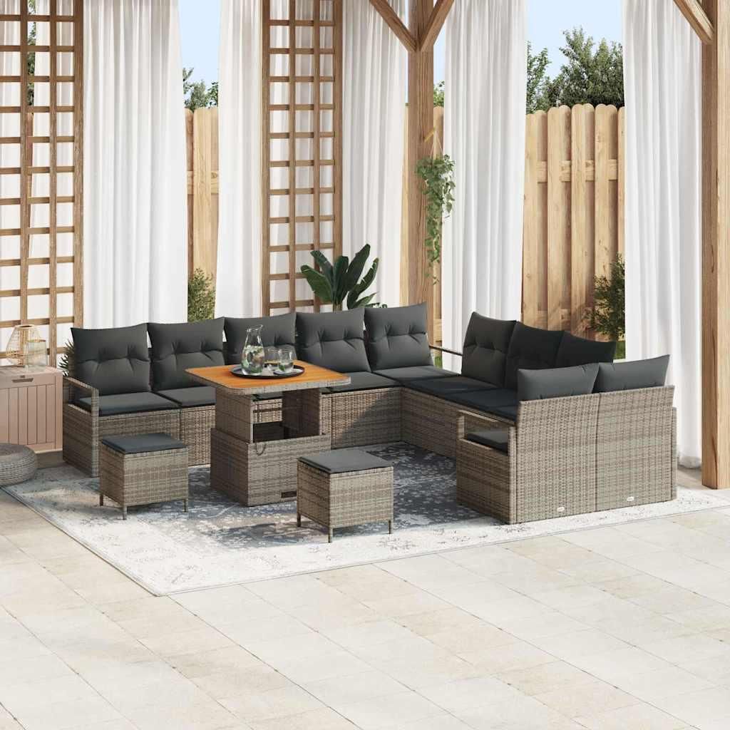 Langlebig Gartenmöbel Set Balkonmöbel-Set Garten-Sofa-Set mit Kissen 13 pcs Grau Poly Rattan - Gartenmöbelgarnituren Octo4219142 4parcel