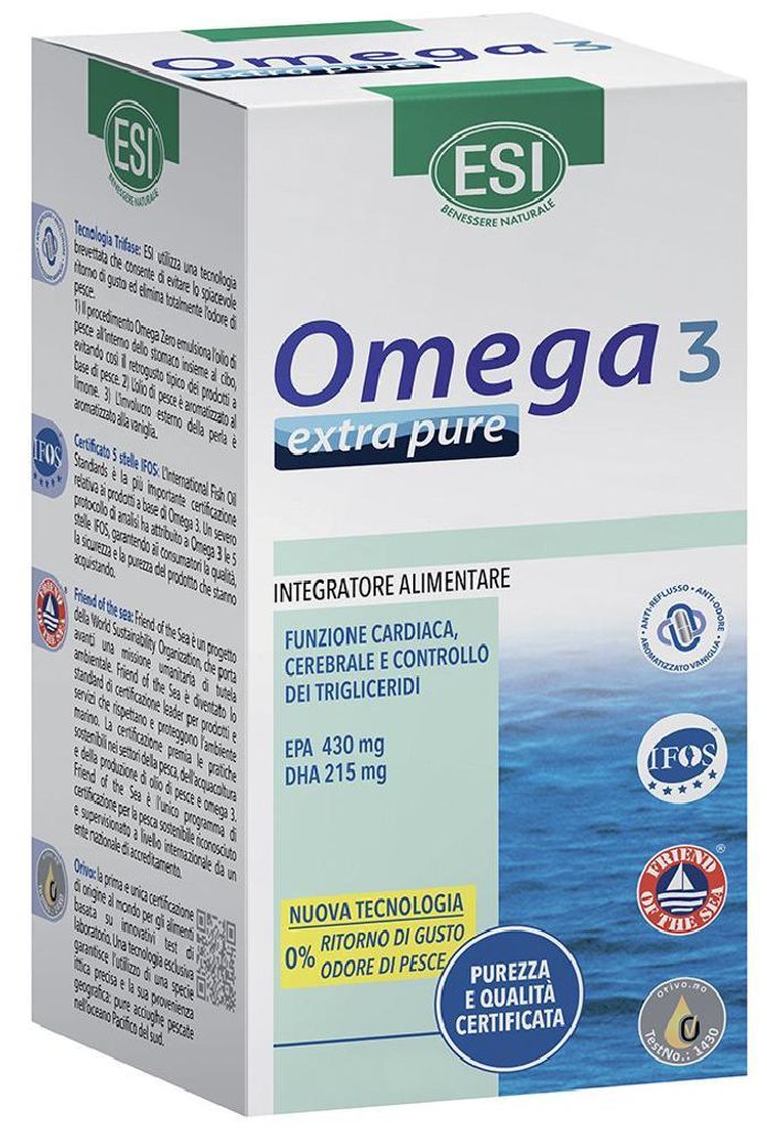 Omega3 extra pure – Fischöl mit EPA & DHA + Vitamin E | hochreines Nahrungsergänzungsmittel aus nachhaltigem Pazifikfang | 50 Kapseln