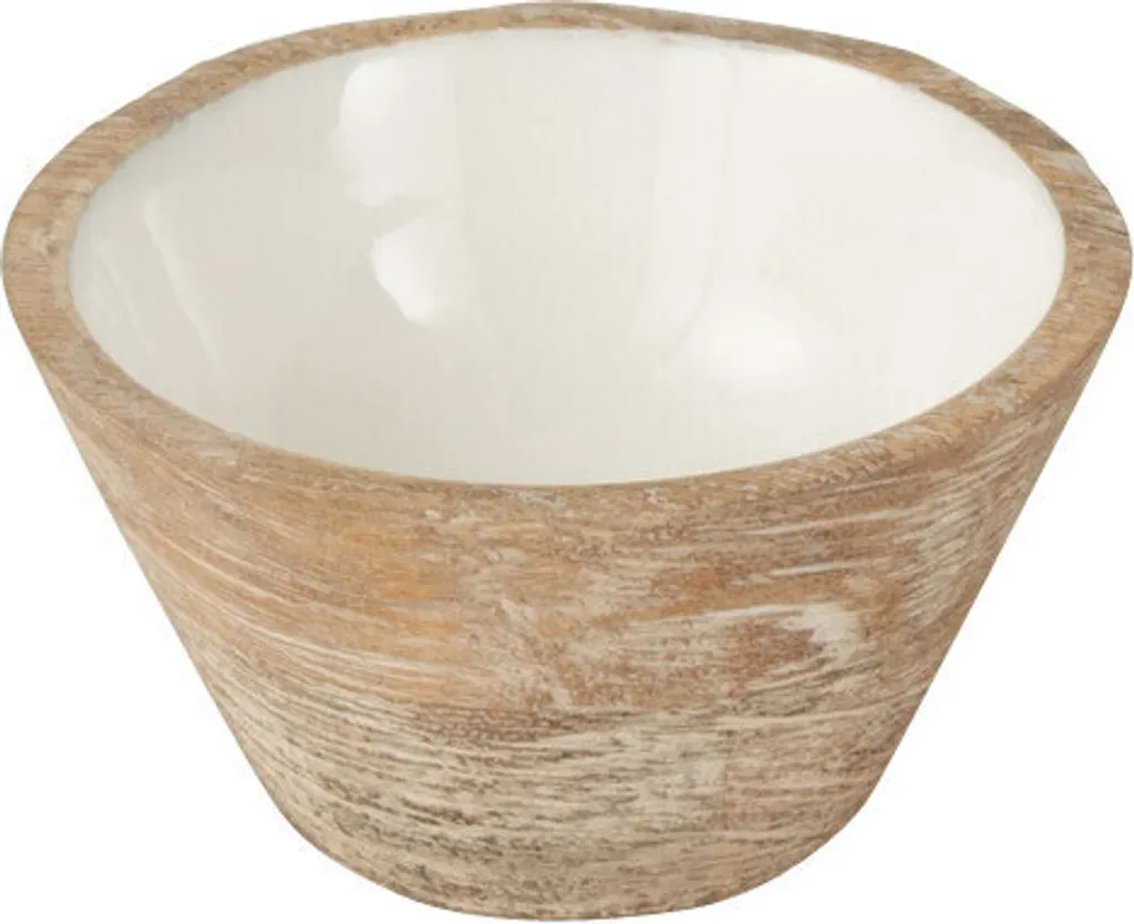 Bol manguier aspect blanc cérusé J-Line Small - Texture bois naturel