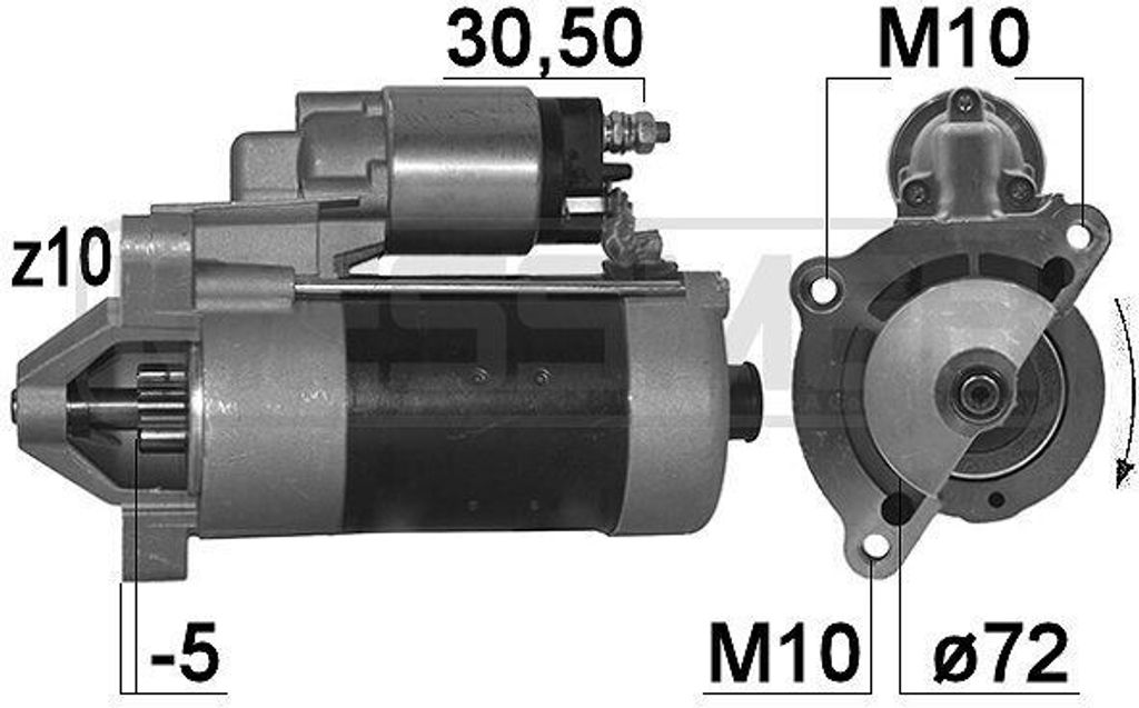 ERA 220117A - OE 5802 EA Anlasser, Starter für C5 I (DC), C5 I (DE), C8 (EA, EB), Jumper, Scudo, Ulysse, 406, 407, 407 SW (6D, 6E), 607 (9D, 9U), ...