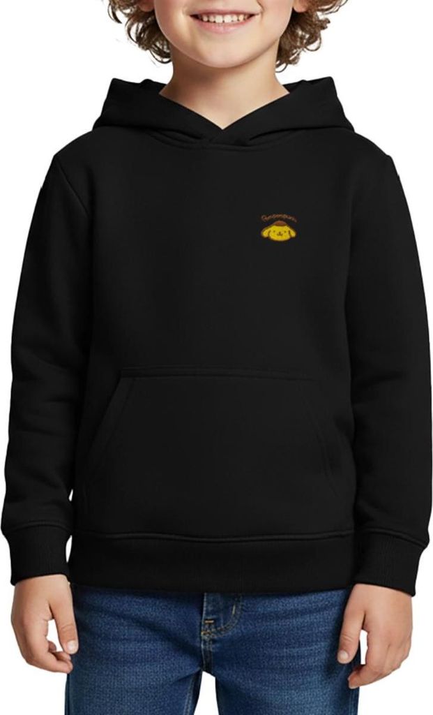 Spreadshirt Pompompurin Stick Portrait Kinder Premium Hoodie, 158/164 (12 Jahre), Schwarz