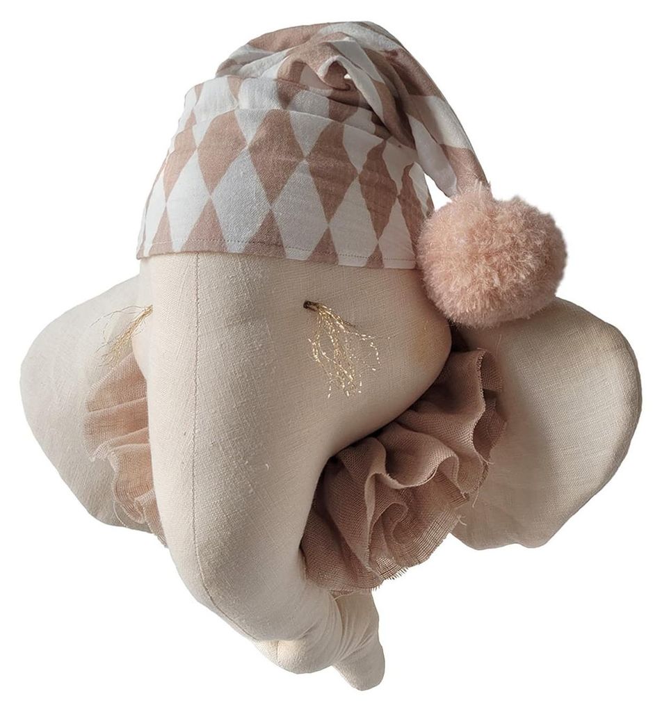Wandtrophäe Elefant Träumer aus Leinen - 40 x 38 cm - Beige | by SEVIRA KIDS