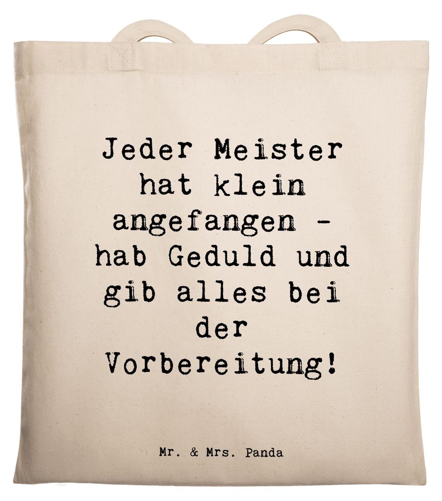 Mr. & Mrs. Panda Shopping Tasche Spruch Wettkampfvorbereitung meistern - Transparent - Geschenk, mentale Stärke, gib alles, Vertrauem, Laptoptasch...