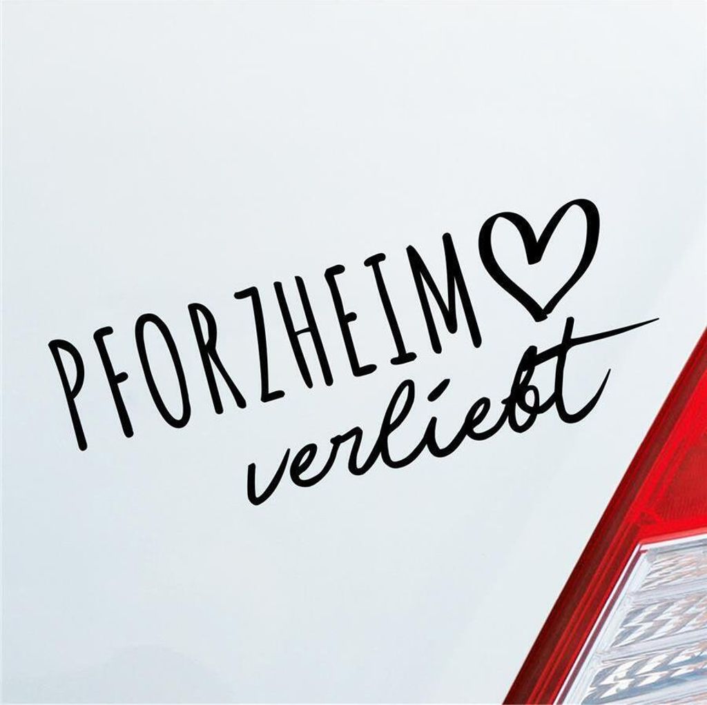 Auto Aufkleber Pforzheim verliebt Herz Stadt Heimat Liebe Car 19x7 cm Schwarz Matt Sticker Heckscheibenaufkleber