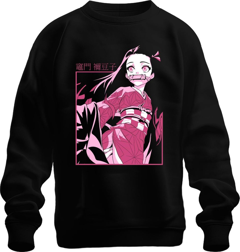 Nezuko Kimetsu no Yaiba Dämon Mädchen Bambus Anime Geschenk Uni Sweatshirt Pullover, Schwarz, 3XL