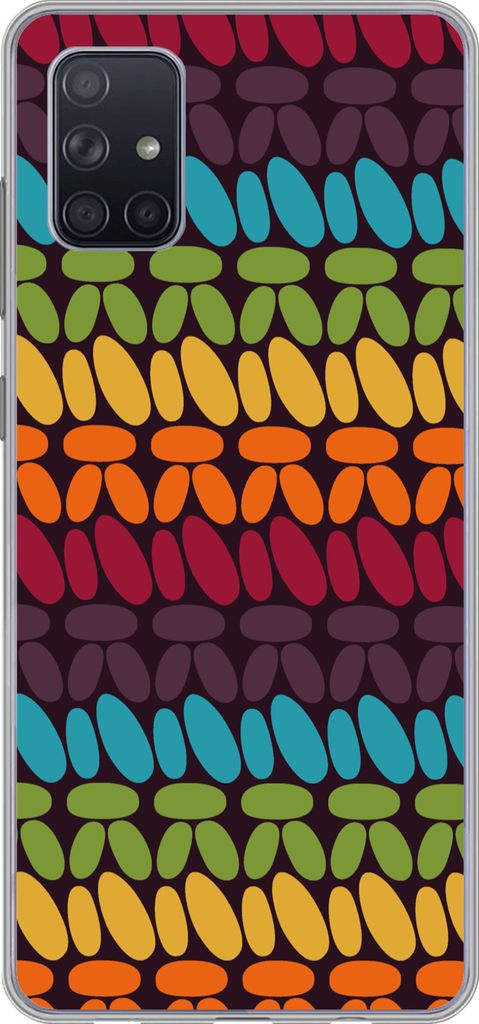 MuchoWow Handyhülle Schutzhülle Hülle für Telefoonhoesje Samsung Galaxy A71 Häkelmuster - Retro - Regenbogen Silikon Softcase Handy Hülle -...