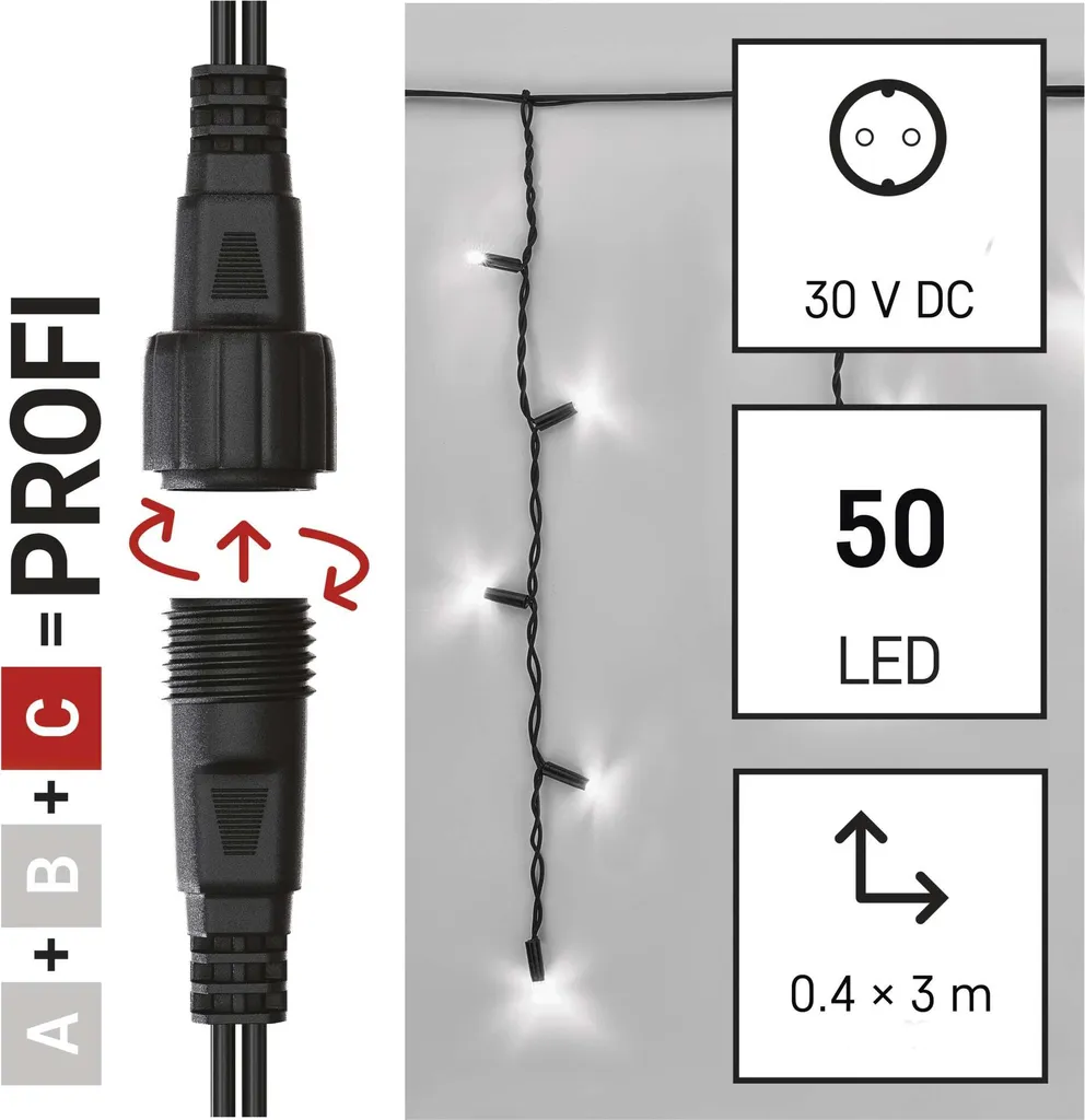 Catena Luminosa Esterno Emos D2CC03 3 Metri 50 LED Gomma Nera - 2