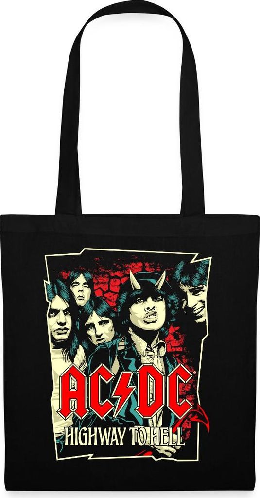 Spreadshirt AC/DC Bandlogo Bild Highway To Hell Album Stoffbeutel, One size, Schwarz