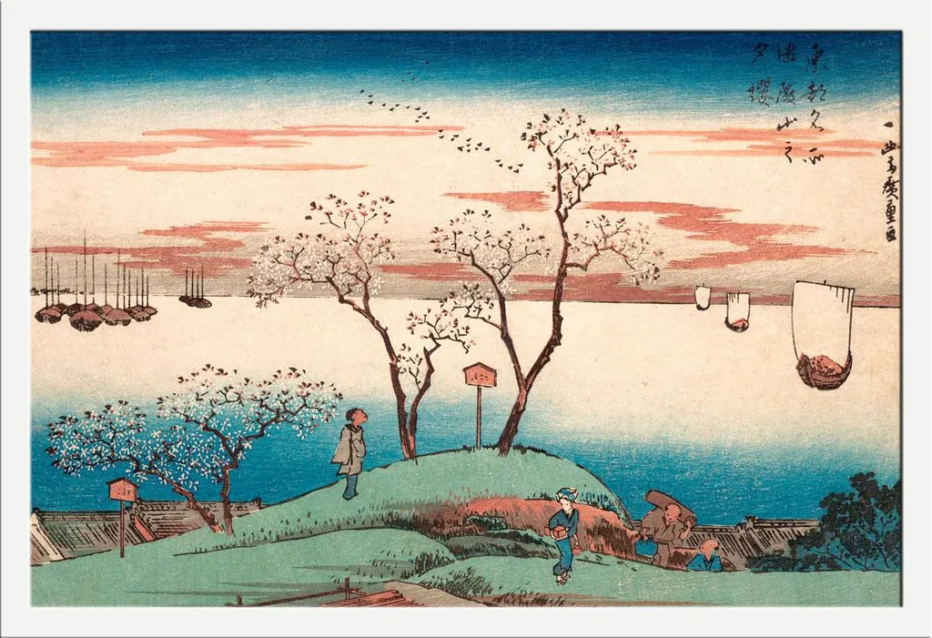 Déco Murale Zen : Affiche Hiroshige Encadrée pour Salon et Chambre
