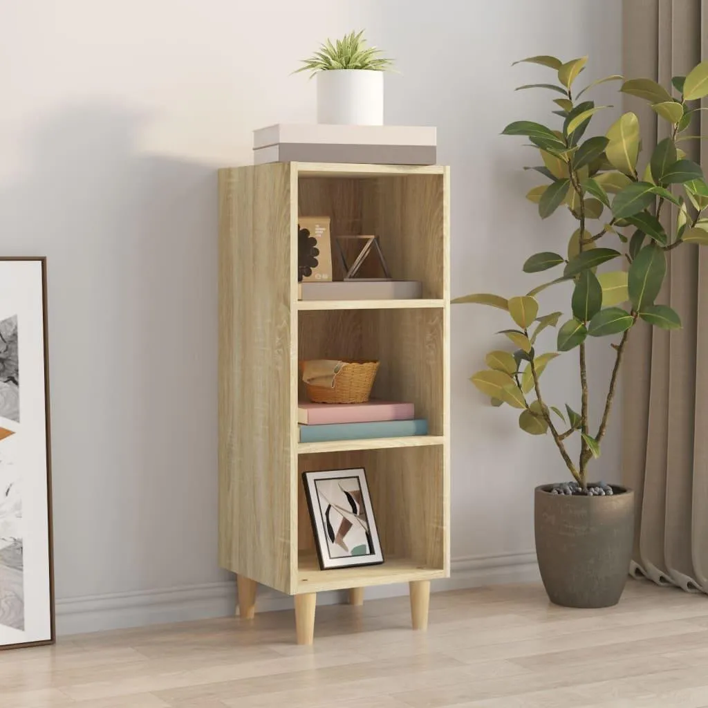 Meuble de Rangement 3 Étages Chêne Sonoma avec Portes et Étagères