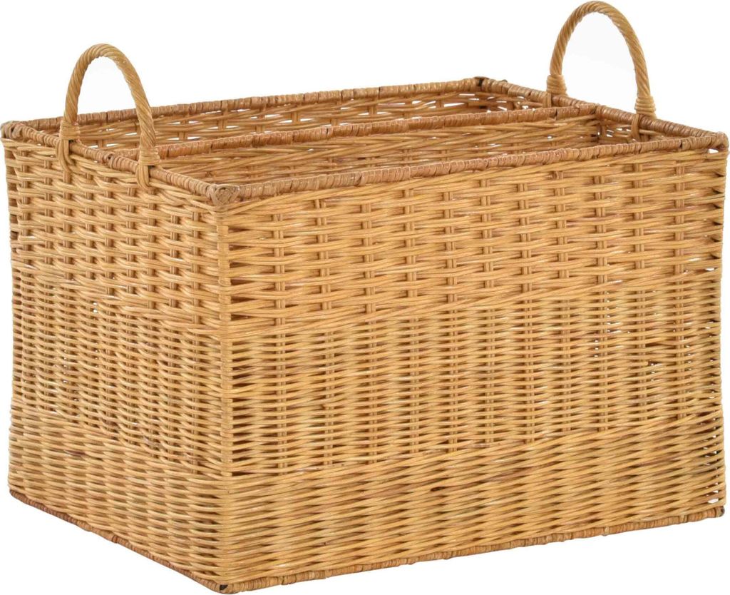 KRINES HOME Praktischer Zeitungsständer / Quadratischer Magazinsammler aus natürlichem Rattan in der Farbe Honig