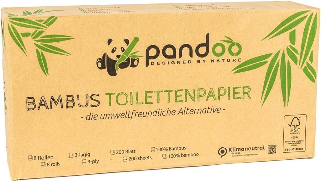 pandoo POTPTP01 pandoo Toilettenpapier 3-lagig Bambus, 8 Obrázek produktu 