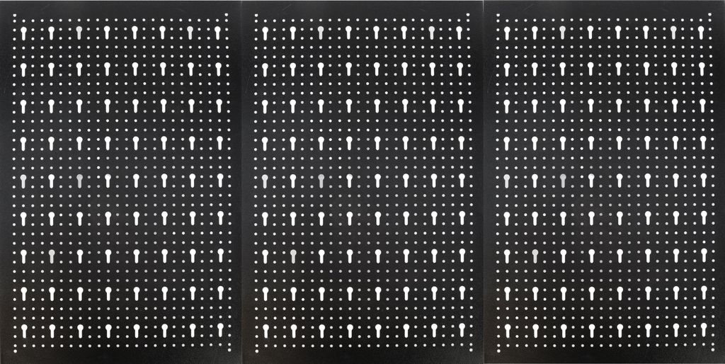 Set aus 3 Metallpanneelen botle Werkzeugwand 1190x595mm vertikalen Metall-Lochwandpaneelen (je 40x60cm), schwarz pulverbeschichtet, ideal für We...