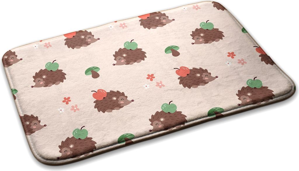 Kinderteppich Schlafzimmer Modern - 75 cm x 45 cm - Igel Mit Apfel