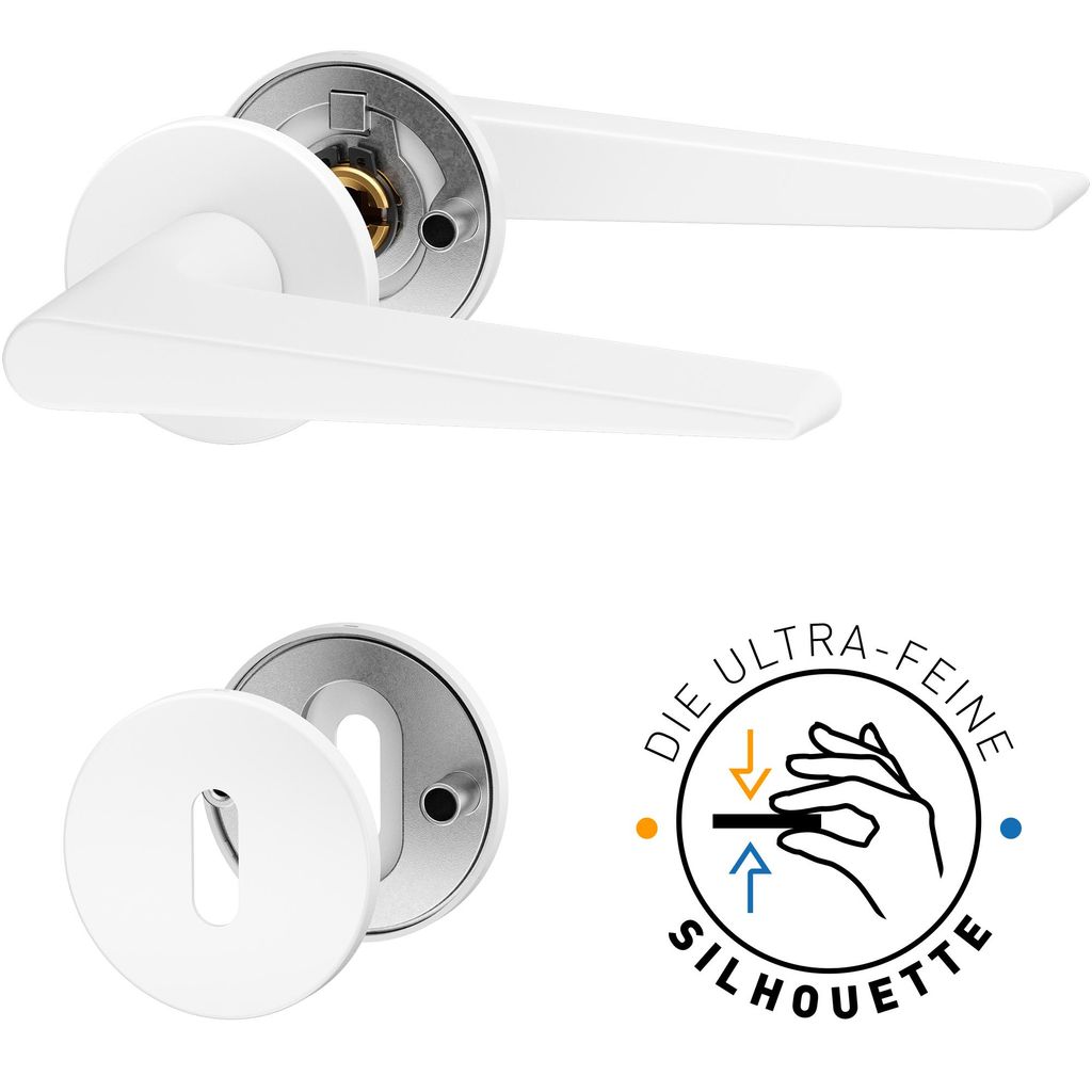 ERGO line Modern Design, Weiß Türbeschlag RENA für Zimmertüren, Die ultra-feine Silhouette, Türbeschlag; Türgriff; Türklinke