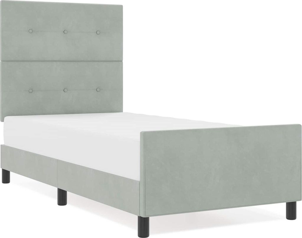 vidaXL Boxspringbett mit Kopfteil Hellgrau 90 x 190 cm Samt