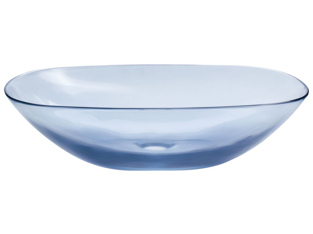 BELIANI Waschbecken Blau Mineralwerkstoff Oval 54x36 cm mit Klickverschluss Stöpsel Badezimmer Ausstattung Waschschale Waschtisch Aufsatzwaschbecken