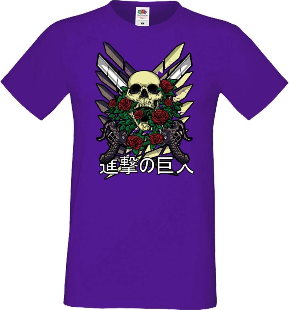 Herren T-Shirt Anime Manga Attack Anime On Titan 02 Beast Attack, Man M / Lila