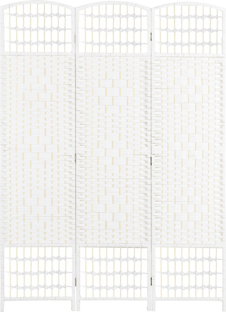 HOMCOM Paravent-Raumteiler, 120 x 170 cm, faltbarer Raumteiler aus Papierseil und Holzrahmen, Dekoration für Schlafzimmer, Wohnzimmer, Weiß