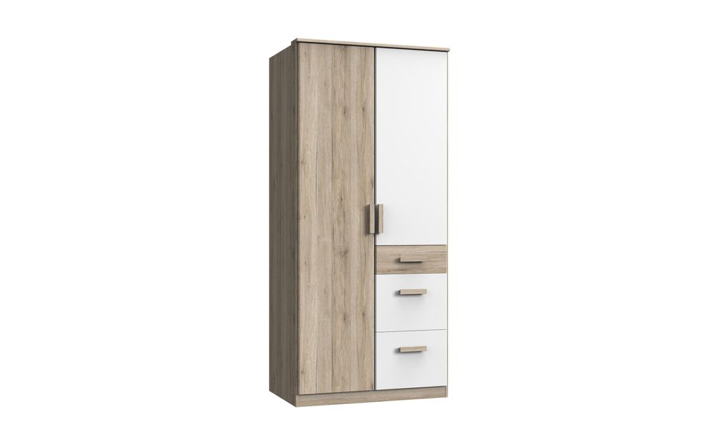 Kleiderschrank Cariba in Eiche San Remo und Weiß 2trg