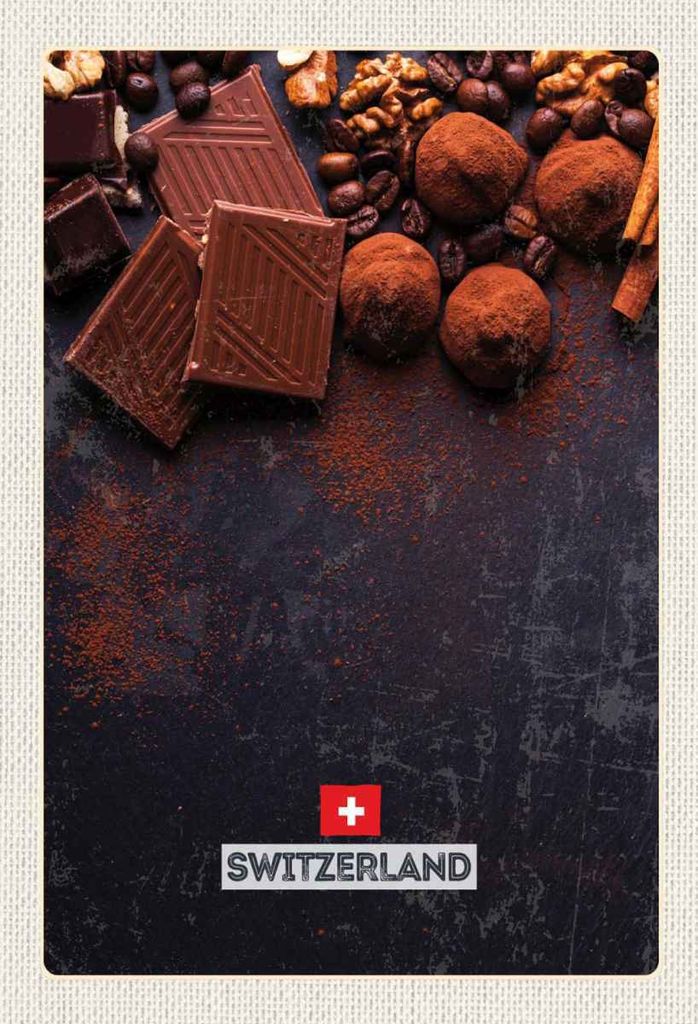 vianmo Holzschild 30x20 cm Schweiz Bern Schokolade süß Bildmotiv Reisemotiv Abenteuer Reisen