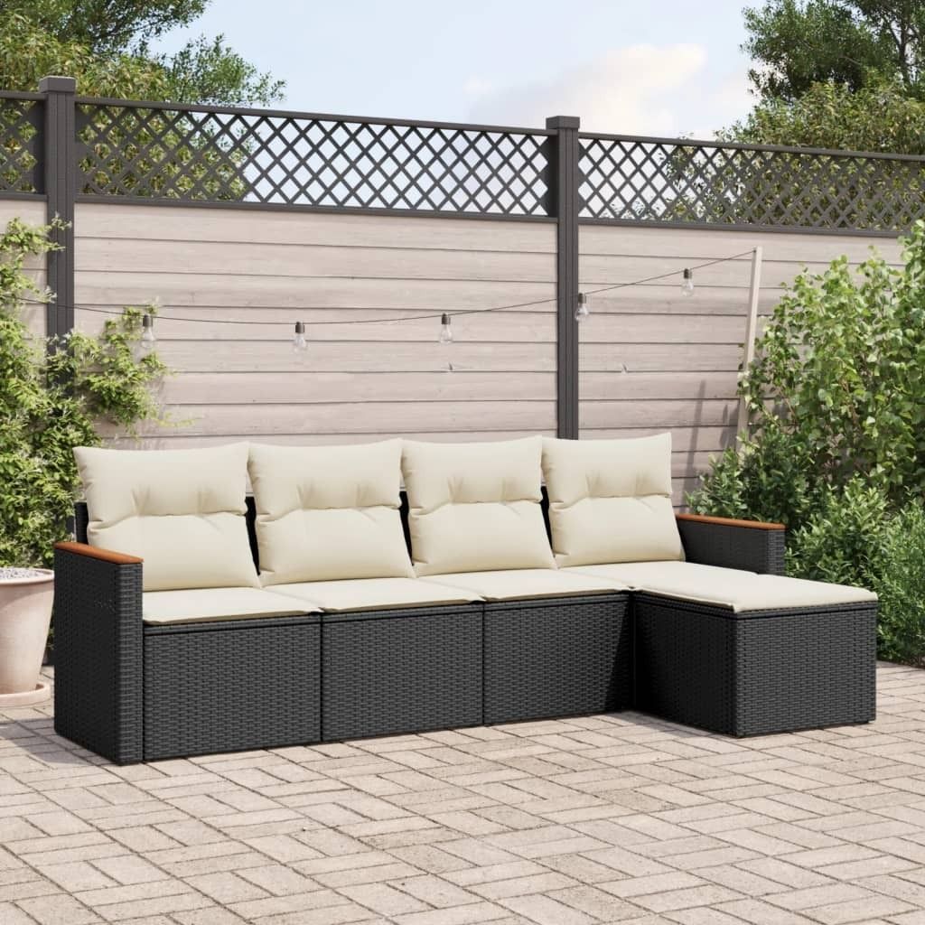 Maison Exclusive - 5-tlg. Garten-Sofagarnitur mit Kissen Schwarz Poly Rattan