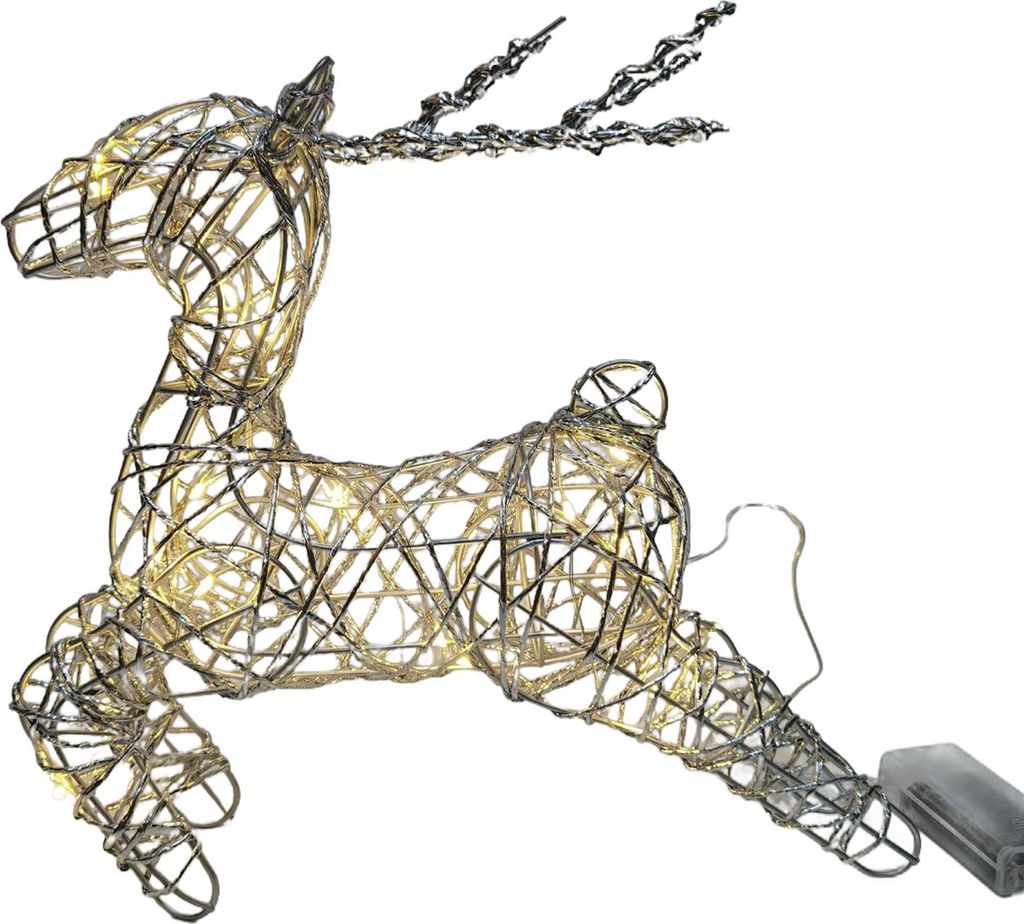 LED-beleuchtete Rentier-Weihnachtsdekoration mit 20 warmweißen Lichtern, Metall, für Garten und Terrasse, Weihnachtsdekoration