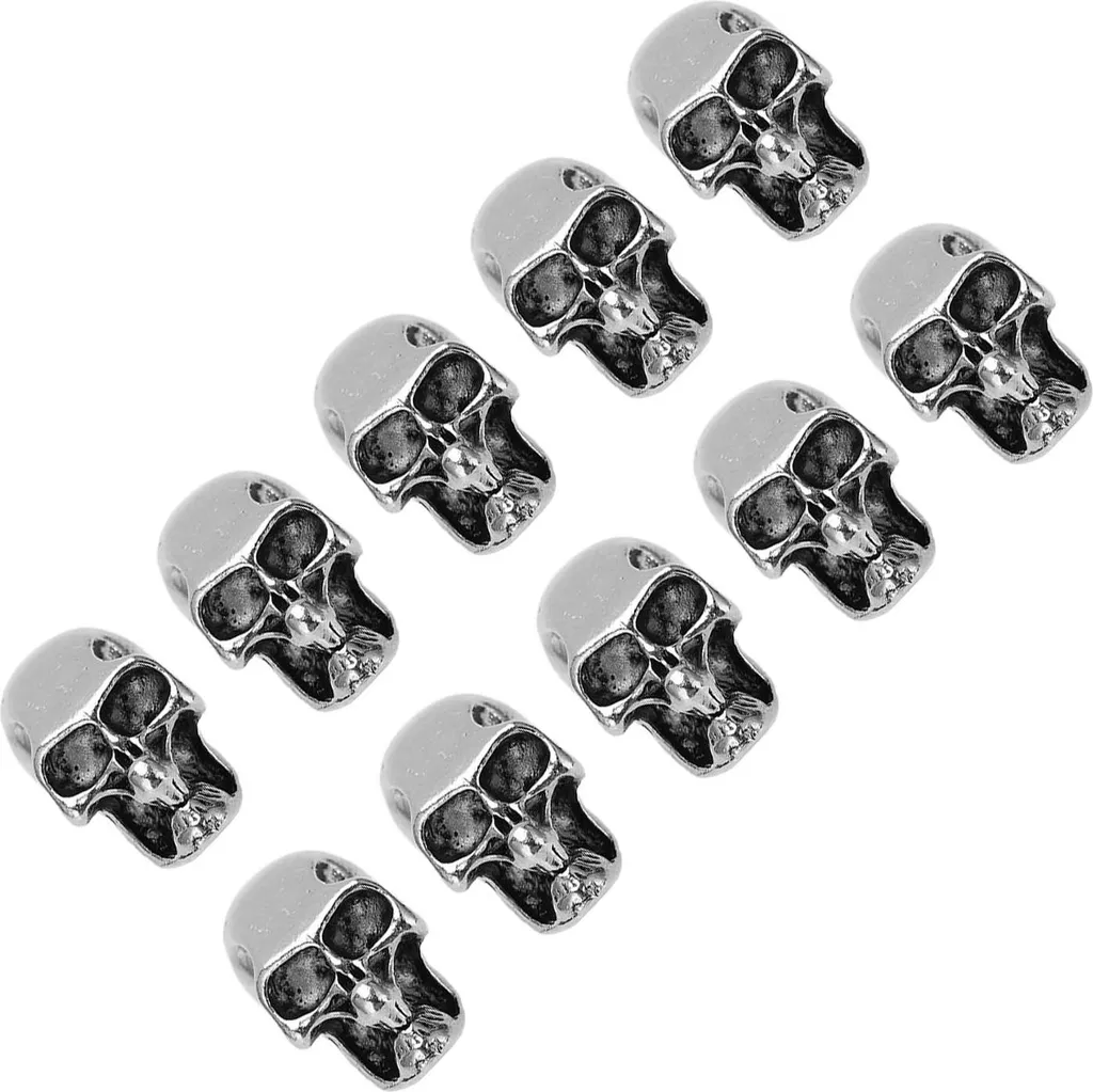 Set 10 Beads Teschio Doppio Foro per Cordini Paracord e Coltelli EDC - 2