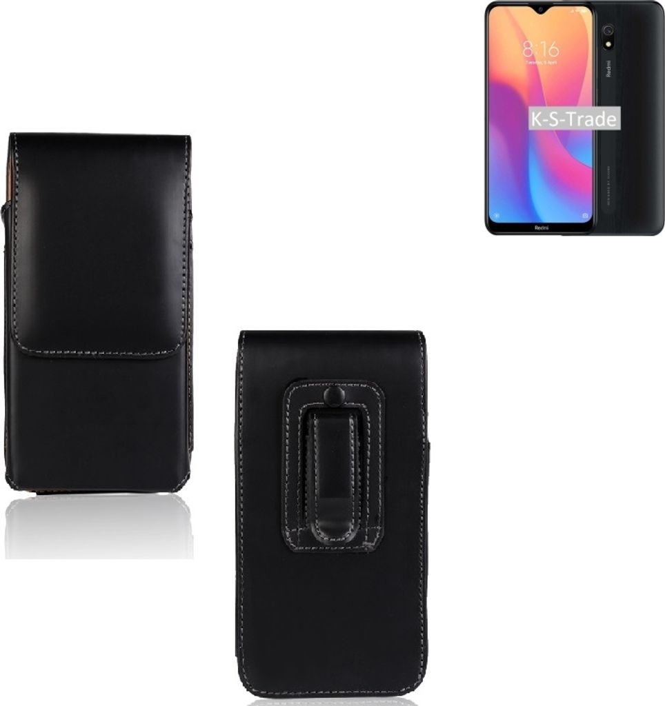 K-S-Trade Gürteltasche für Xiaomi redmi 8A Schutz Hülle Handy Hülle mit Magnetverschluss Holster in schwarz