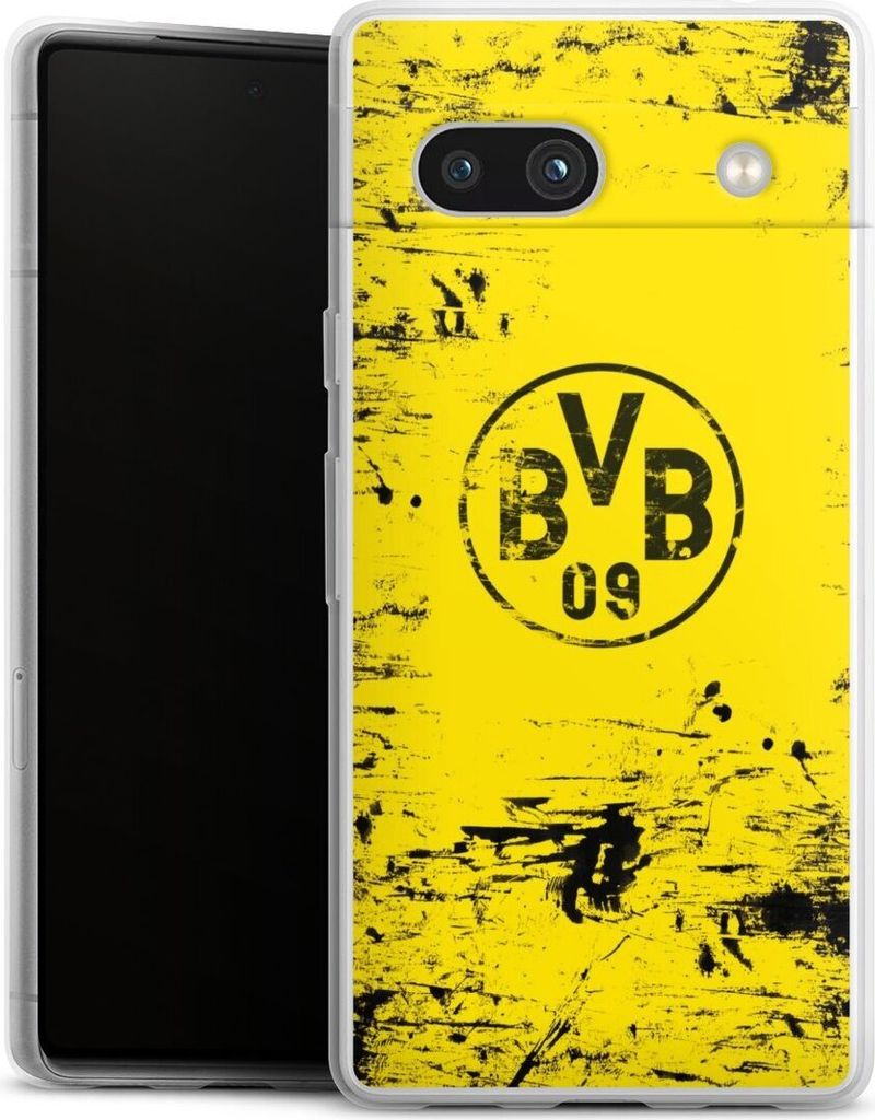 DeinDesign Slim Hülle für Google Pixel 7a Silikon Case Ultra Dünn Handyhülle BVB Borussia Dortmund Offizielles Lizenzprodukt
