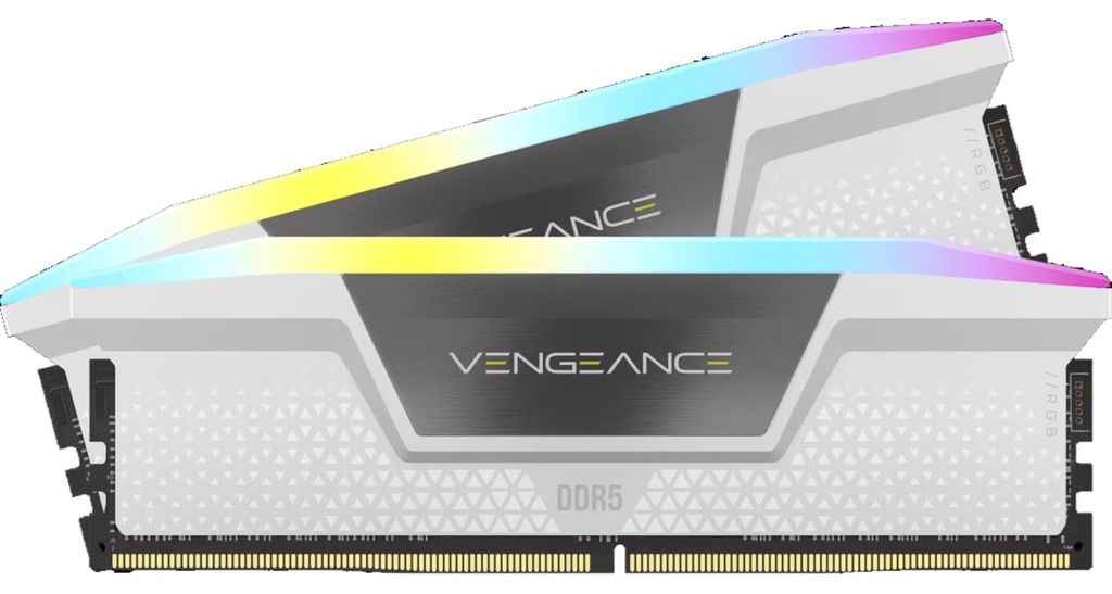 CORSAIR Vengeance RGB DDR5 RAM 64GB (2x32GB) 5600MHz CL40 Intel XMP iCUE-Kompatibler Computerspeicher - Weiß (CMH64GX5M2B5600C40W)