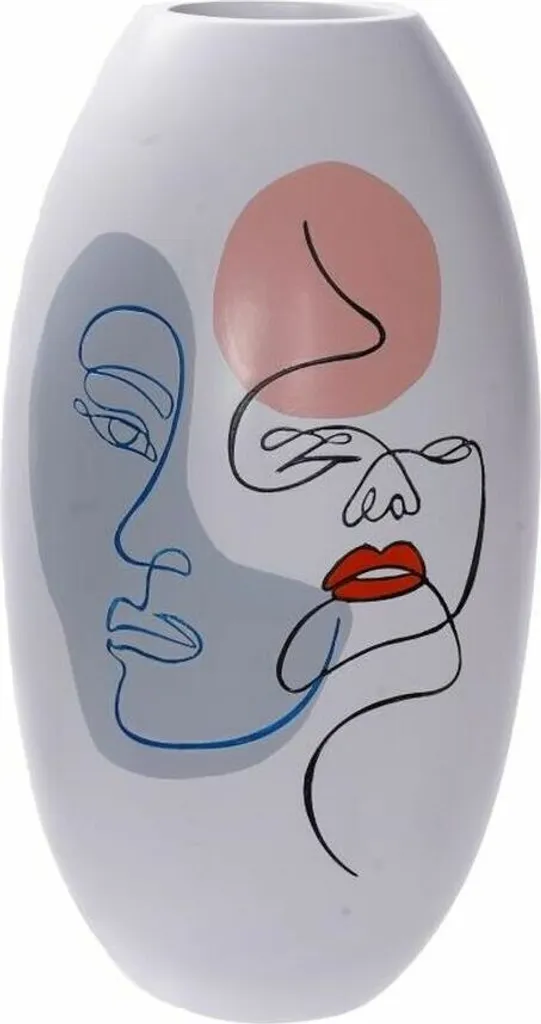 Grand Vase Design Visage en Résine pour Décoration Salon Moderne