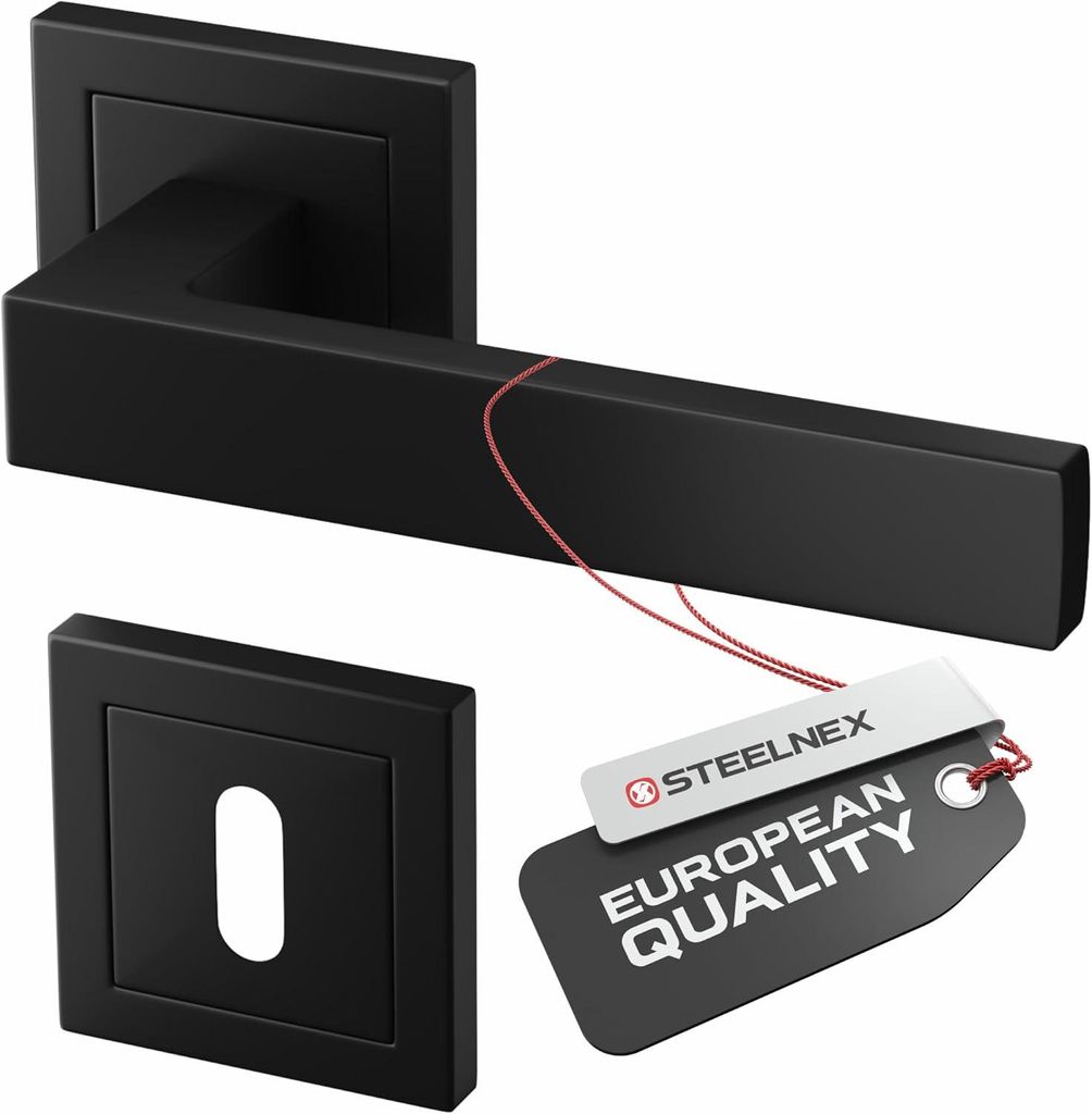 Türklinke Schwarz Matt - Türgriff Set aus Aluminium für Produktbild 