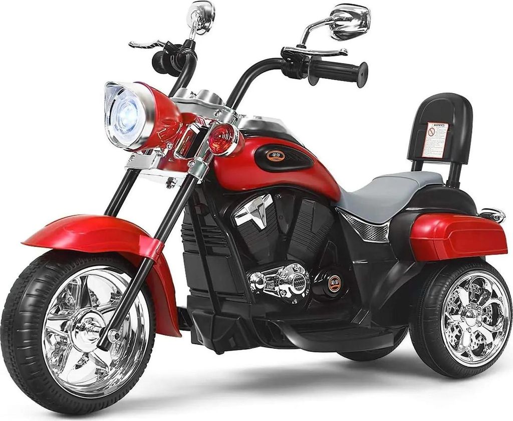 Elektro-Motorrad ab 14 Jahren - 6V Dreirad-Aufsitzfahrzeug - Verstellbarer Scheinwerfer - Sound & Hupe - Kunststoff - Rot