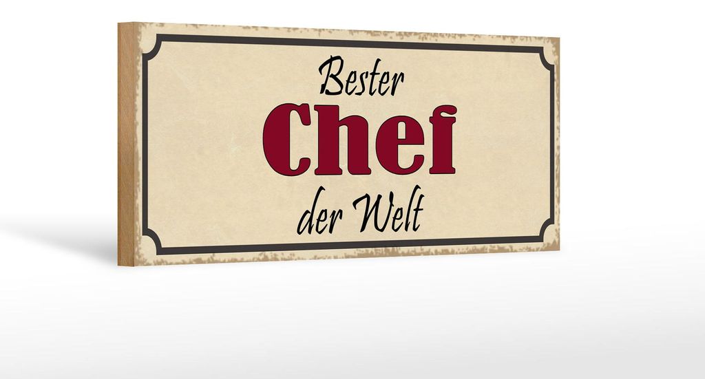 Holzschild Spruch 27x10cm bester Chef der Welt Arbeit